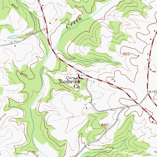 Topographic Map of Redwine Cemetery, GA