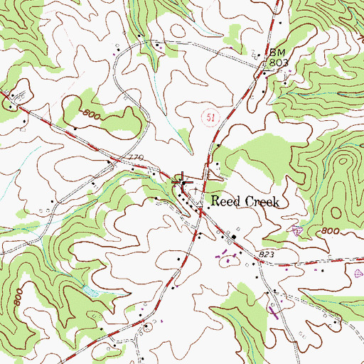 Topographic Map of Reed Creek Church, GA