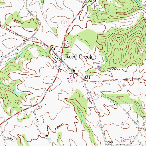 Topographic Map of Reed Creek School (historical), GA