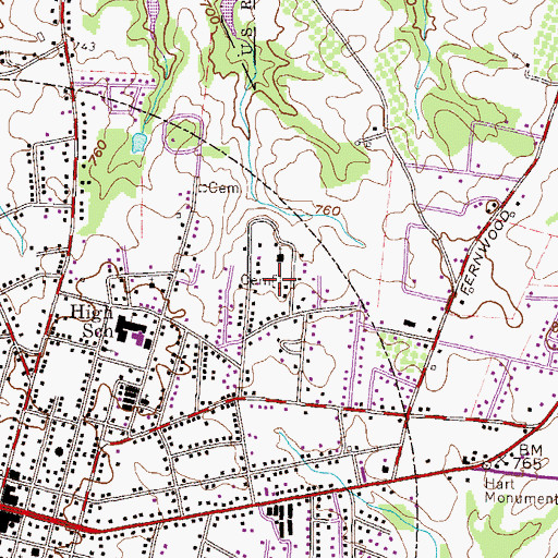 Topographic Map of Sanders Grove Cemetery, GA