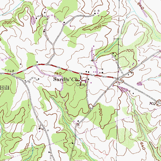 Topographic Map of Sardis Cemetery, GA