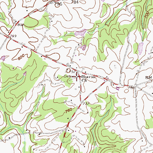Topographic Map of Sharon Cemetery, GA