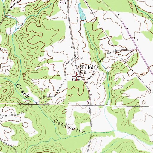 Topographic Map of Shiloh Cemetery, GA