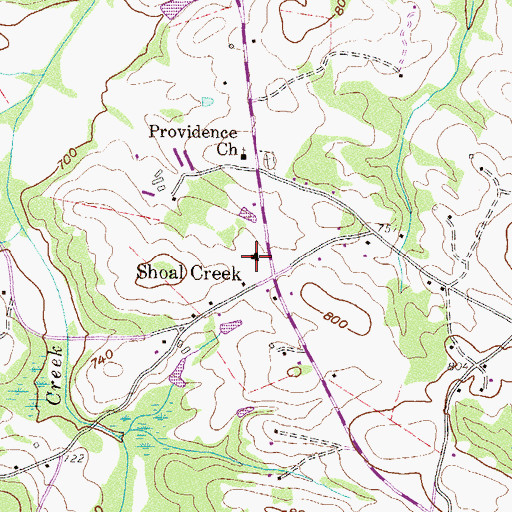 Topographic Map of Shoal Creek School (historical), GA