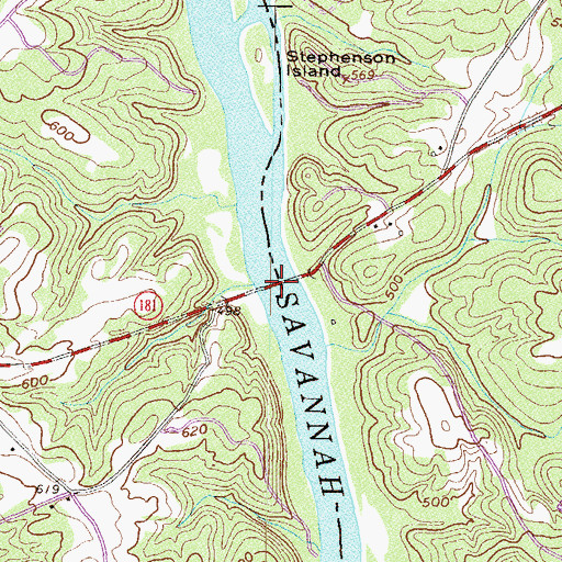 Topographic Map of Smith-McGee Bridge, GA