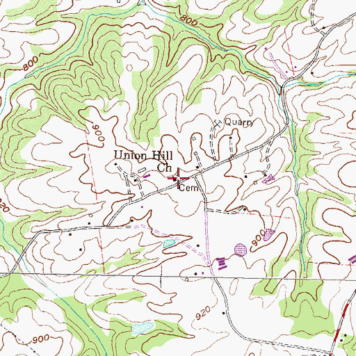 Topographic Map of Union Hill Cemetery, GA
