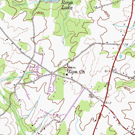 Topographic Map of Zion Cemetery, GA