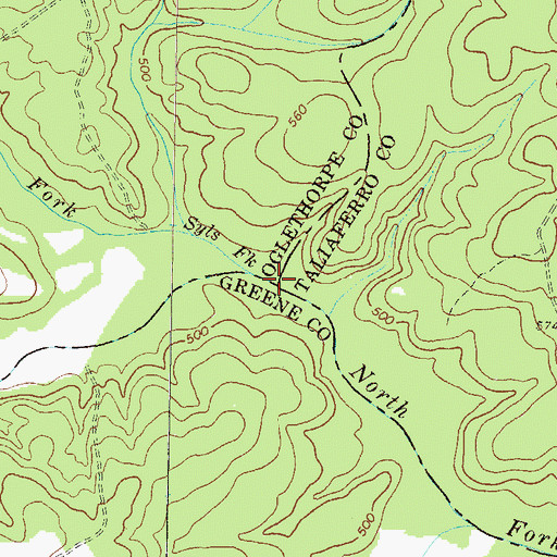 Topographic Map of Armours Ford, GA