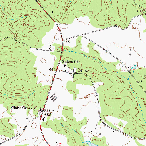 Topographic Map of Atkins Cemetery, GA