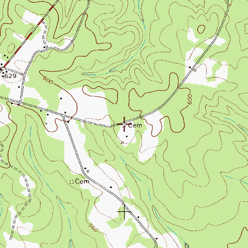 Topographic Map of Bridges Cemetery, GA
