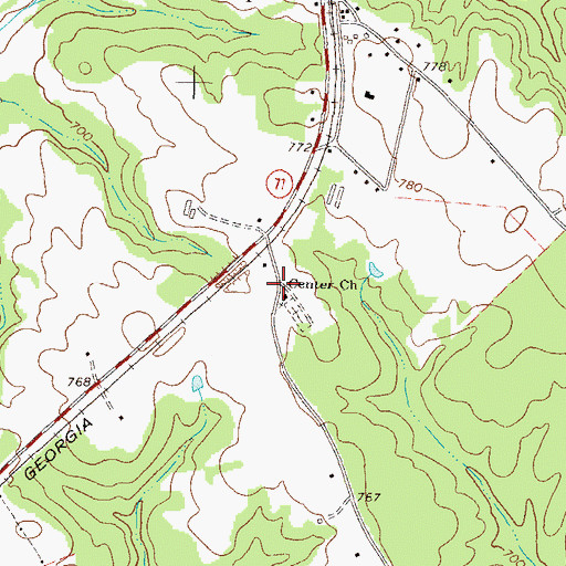 Topographic Map of Center Academy (historical), GA