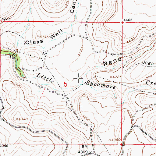 Topographic Map of Reno Canyon, AZ