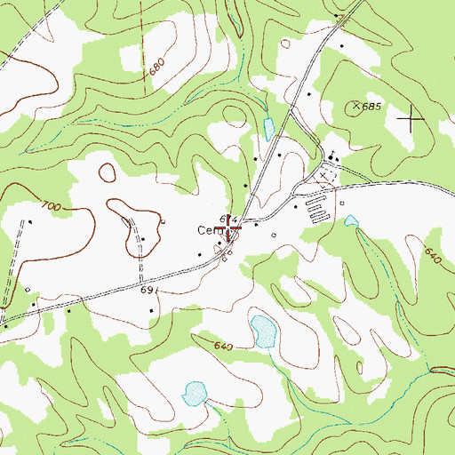 Topographic Map of Cunningham Cemetery, GA