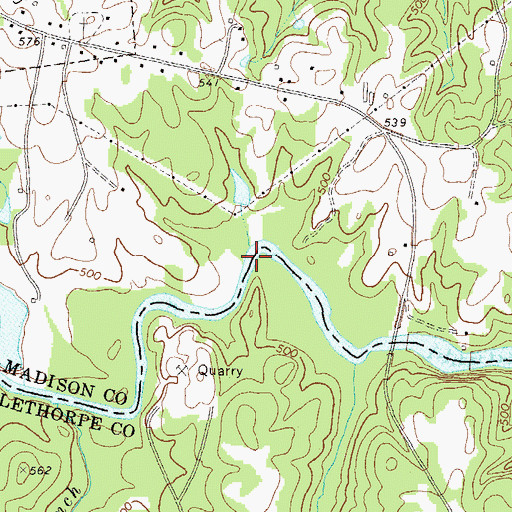 Topographic Map of Cunningham Shoals, GA
