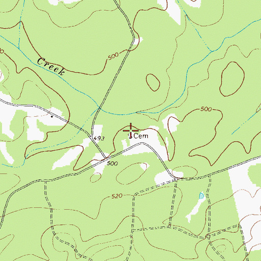 Topographic Map of Faust Cemetery, GA