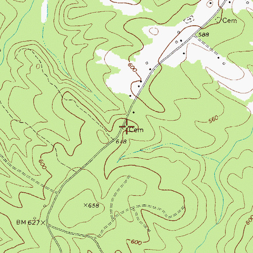 Topographic Map of Hardman Cemetery, GA