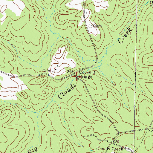 Topographic Map of Howards Covered Bridge, GA