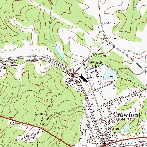 Topographic Map of Jefferson Mill, GA