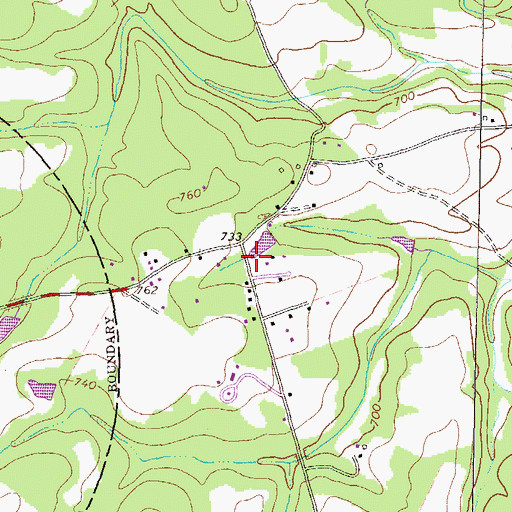 Topographic Map of Martin Cemetery, GA