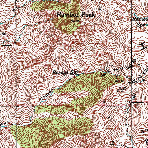 Topographic Map of Rescue Spring, AZ