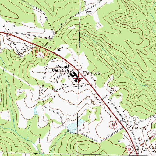 Topographic Map of Oglethorpe County High School, GA