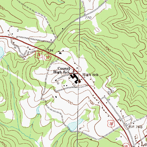 Topographic Map of Oglethorpe County Middle School, GA