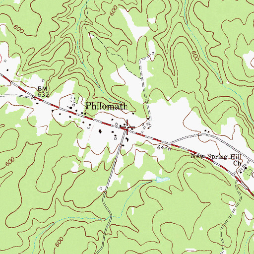 Topographic Map of Philomath Historic District, GA