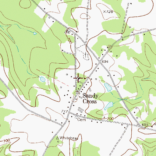 Topographic Map of Sandy Cross Baptist Church, GA