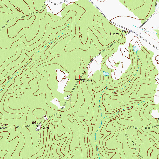 Topographic Map of Tiller Cemetery, GA