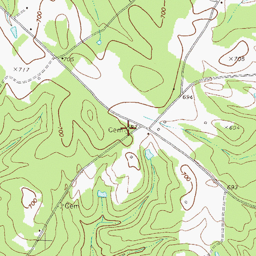 Topographic Map of Watkins Cemetery, GA