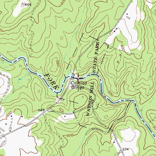 Topographic Map of Watson Shoals, GA