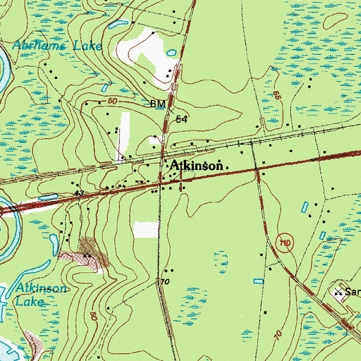 Topographic Map of Atkinson Baptist Church, GA