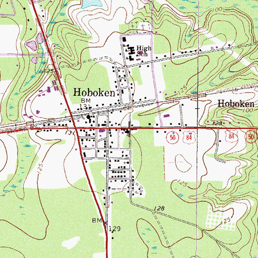 Topographic Map of Hoboken Baptist Church, GA
