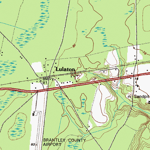 Topographic Map of Lulaton Baptist Church, GA