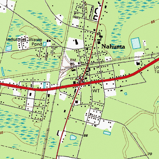 Topographic Map of Nahunta City Hall, GA