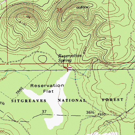 Topographic Map of Reservation Spring, AZ