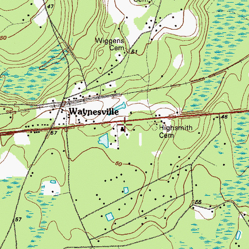 Topographic Map of Waynesville Church, GA