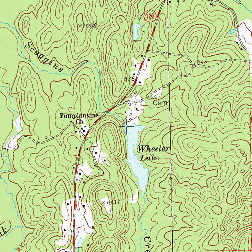 Topographic Map of Wheeler Lake Dam, GA