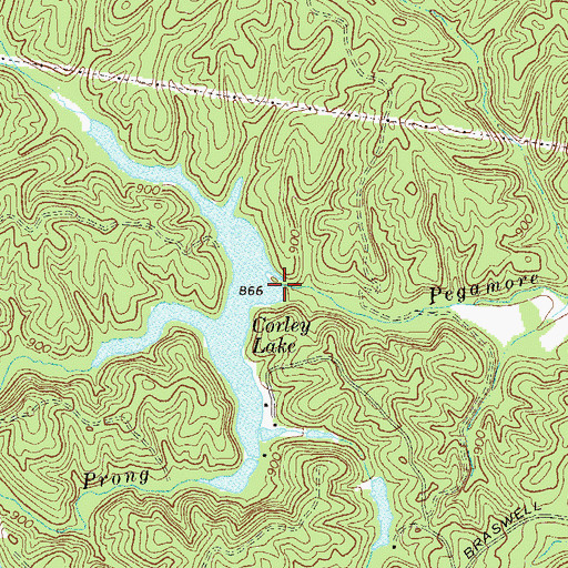 Topographic Map of Corley Lake Dam, GA