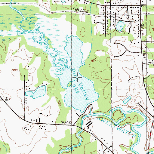 Topographic Map of Pine Valley Lake, GA