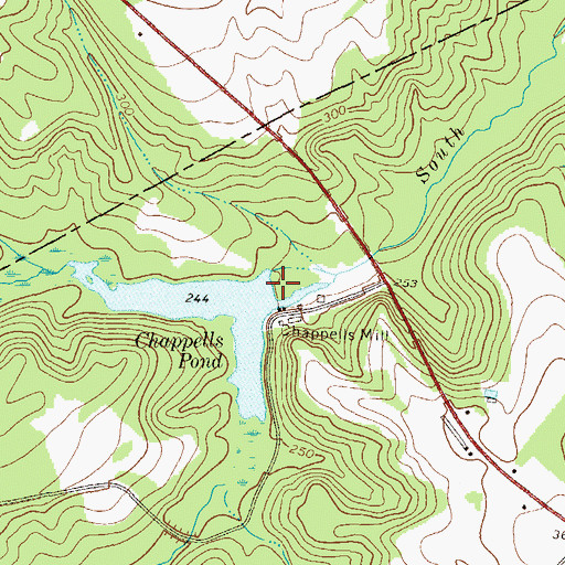 Topographic Map of Chappells Pond Dam, GA