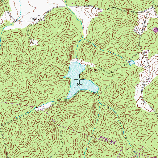 Topographic Map of Atlanta Gas Light Lake, GA