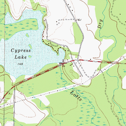 Topographic Map of Cypress Lake Dam, GA