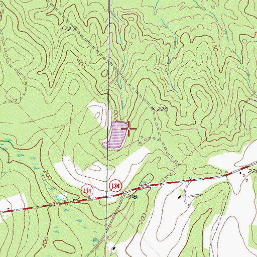 Topographic Map of Powell Lake Dam, GA
