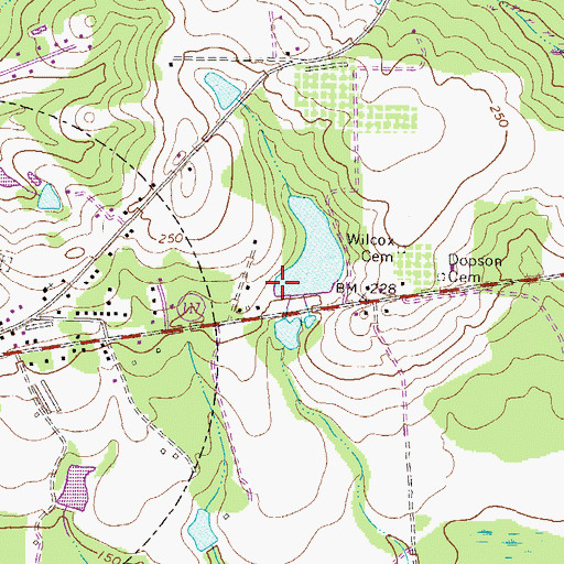 Topographic Map of Dobbs Lake Dam, GA