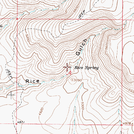Topographic Map of Rice Spring, AZ