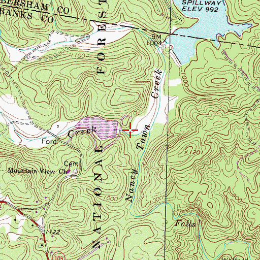 Topographic Map of Middle Fork Broad River Structure Two Dam, GA