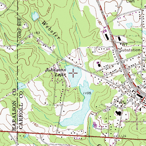 Topographic Map of Johnsons Lake Dam, GA