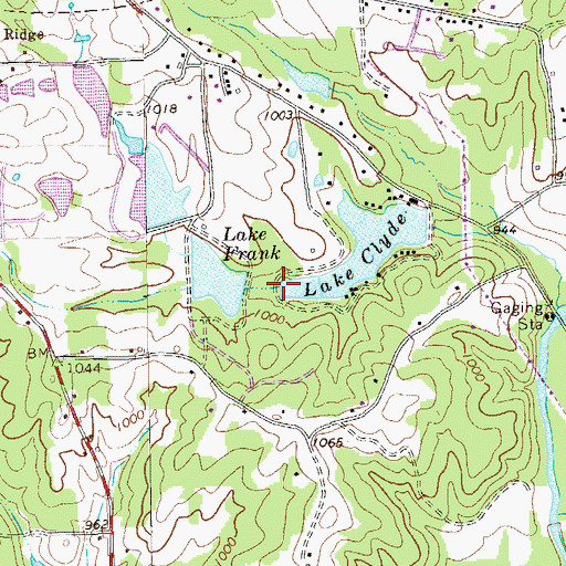 Topographic Map of Lake Clyde Dam, GA