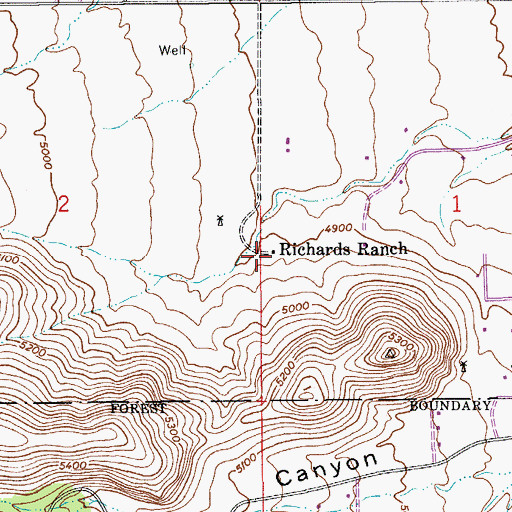 Topographic Map of Richards Ranch, AZ